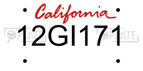 12GI171 California License Plate