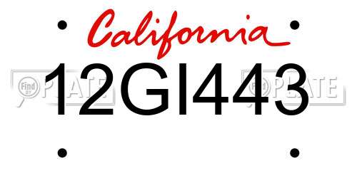 12GI443 California License Plate