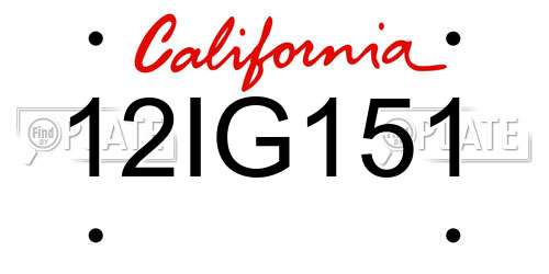 12IG151 California License Plate