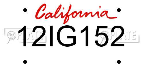 12IG152 California License Plate