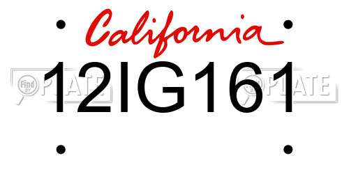 12IG161 California License Plate