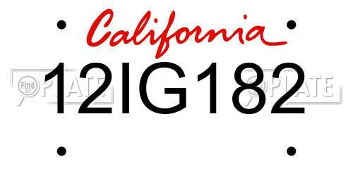 12IG182 California License Plate