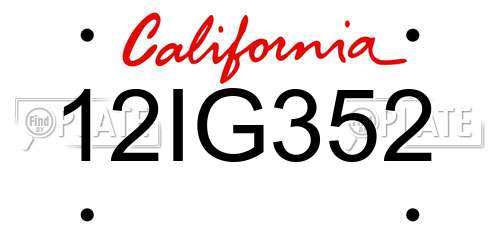 12IG352 California License Plate