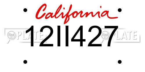 12II427 California License Plate