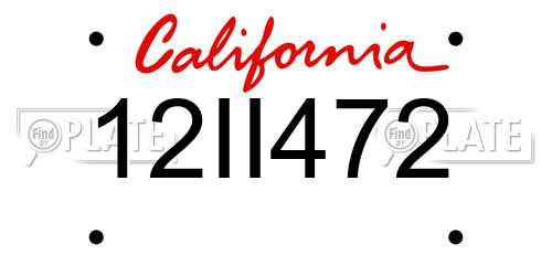 12II472 California License Plate