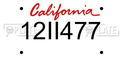 12II477 California License Plate