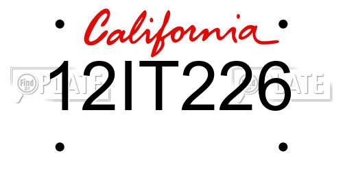 12IT226 California License Plate