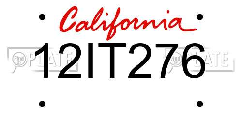 12IT276 California License Plate
