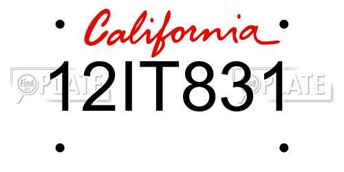 12IT831 California License Plate