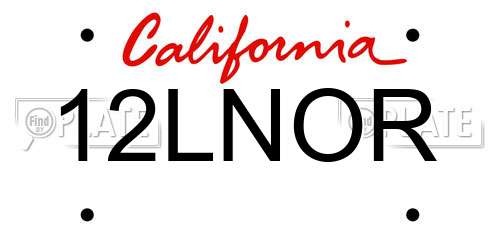 12LNOR California License Plate