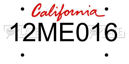 12ME016 California License Plate
