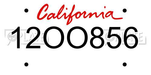 12OO856 California License Plate