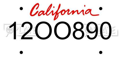 12OO890 California License Plate