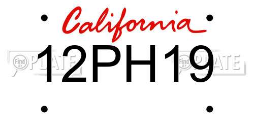 12PH19 California License Plate