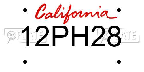 12PH28 California License Plate