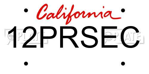12PRSEC California License Plate