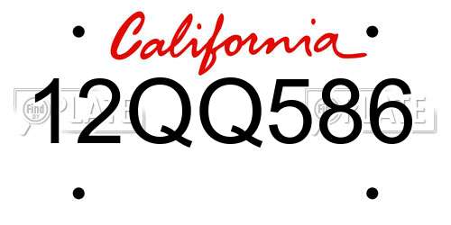12QQ586 California License Plate