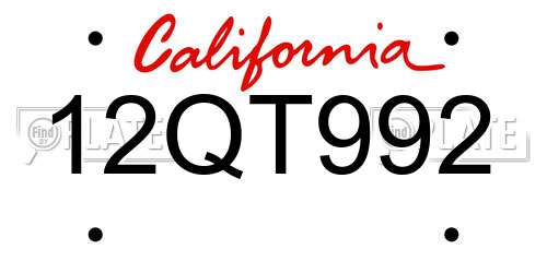 12QT992 California License Plate