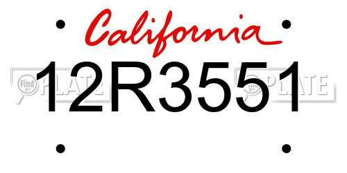 12R3551 California License Plate