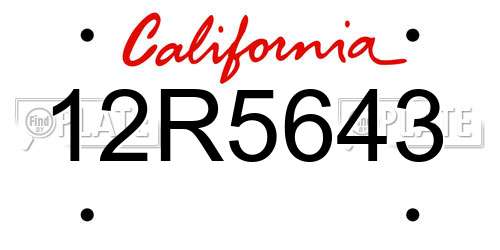 12R5643 California License Plate