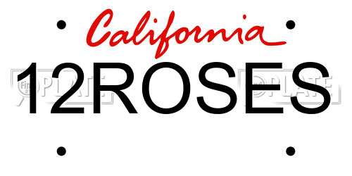 12ROSES California License Plate