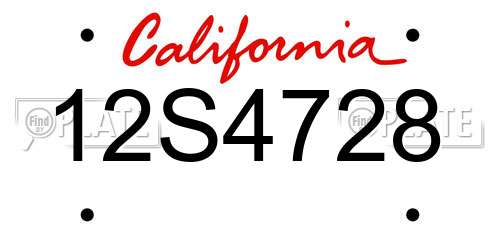 12S4728 California License Plate