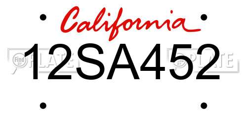 12SA452 California License Plate