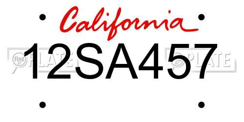 12SA457 California License Plate