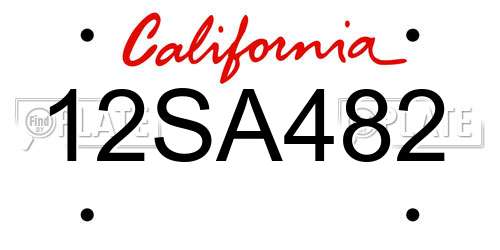 12SA482 California License Plate