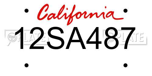 12SA487 California License Plate
