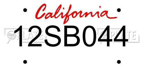 12SB044 California License Plate