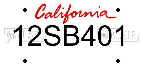 12SB401 California License Plate