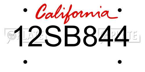 12SB844 California License Plate