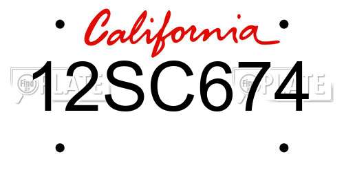 12SC674 California License Plate