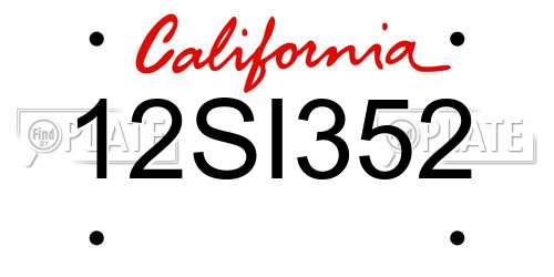 12SI352 California License Plate