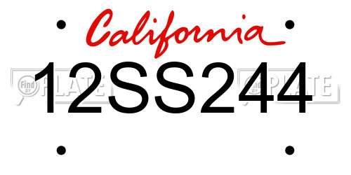 12SS244 California License Plate