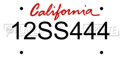 12SS444 California License Plate