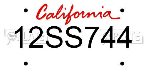 12SS744 California License Plate