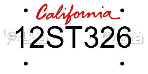 12ST326 California License Plate