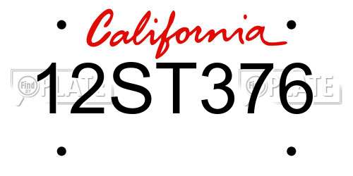 12ST376 California License Plate