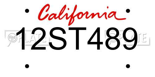 12ST489 California License Plate