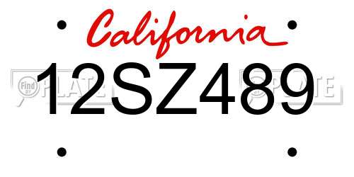 12SZ489 California License Plate