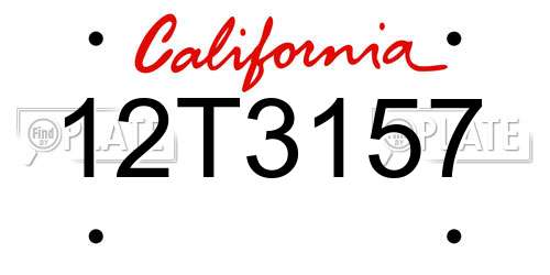 12T3157 California License Plate