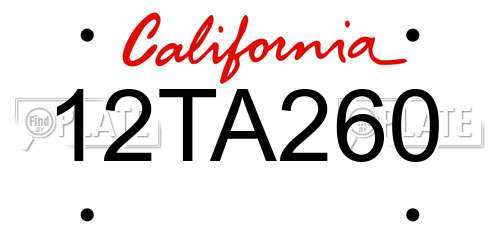 12TA260 California License Plate