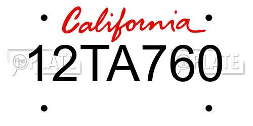 12TA760 California License Plate