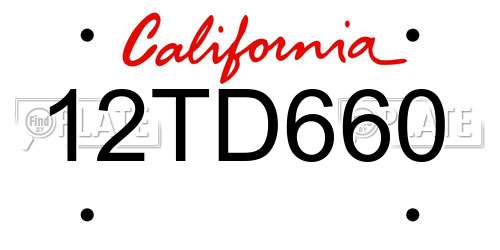 12TD660 California License Plate