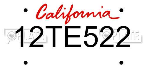12TE522 California License Plate