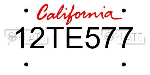12TE577 California License Plate