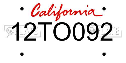 12TO092 California License Plate