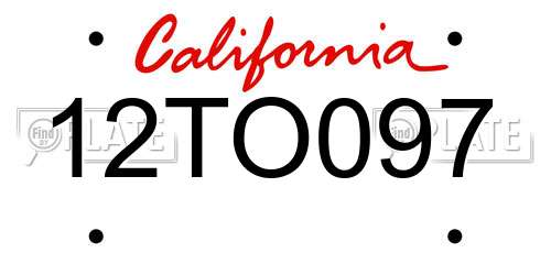 12TO097 California License Plate